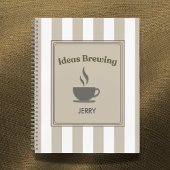 Striped Khaki & White "Ideas Brewing" Notizblock
