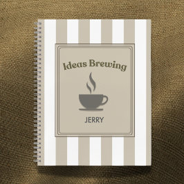 Striped Khaki & White "Ideas Brewing" Notizblock