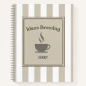 Striped Khaki & White "Ideas Brewing" Notizblock (Vorderseite)