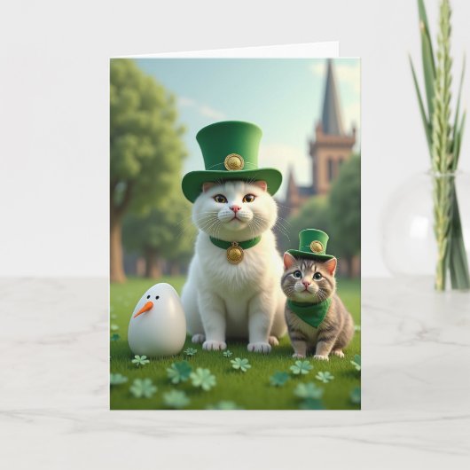 Striped Kitten Shamrock Card Karte (Vorderseite)