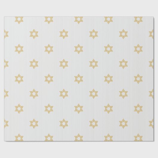 Striped Light Silver Jewish Star of David Geschenkpapier (Flach)
