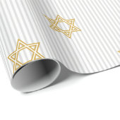 Striped Light Silver Jewish Star of David Geschenkpapier (Rolleneckpunkt)