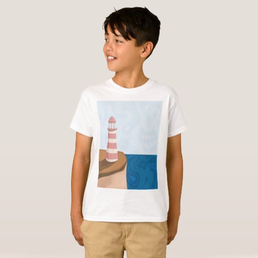 Striped Lighthouse Landscape T - Shirt (Vorne ganz)