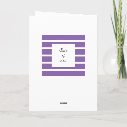 Striped Lila Class of 2025 Abschluss Karte (Rückseite)
