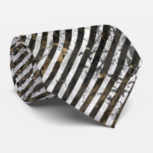 STRIPED MARBLE BLACK SILVER KRAWATTE