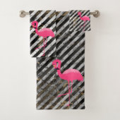 STRIPED MARBLE FLAMINGO BADEZIMMER TOWEL SET (Insitu)