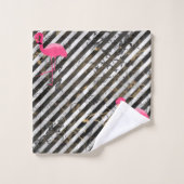 STRIPED MARBLE FLAMINGO BADEZIMMER TOWEL SET (Waschlappen)