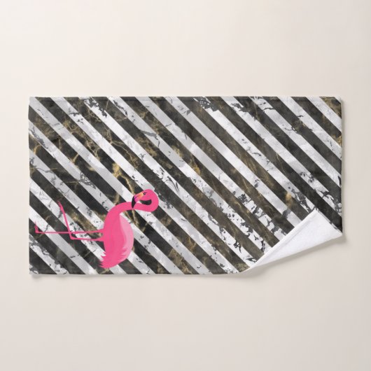 STRIPED MARBLE FLAMINGO BADEZIMMER TOWEL SET (Handtuch)