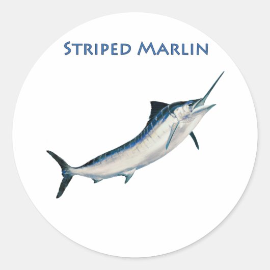 Striped Marlin (mit Titel) Runder Aufkleber (Vorderseite)