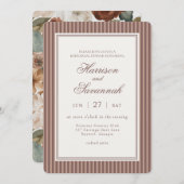 Striped Mocha Brown Espresso Rehearsal Dinner Einladung (Vorne/Hinten)