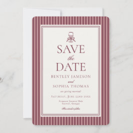 Striped Mocha Brown Espresso Save the Date Einladung