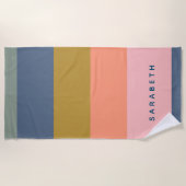 Striped Modern Simple Multicfarben Personalisiert Strandtuch (Vorderseite)