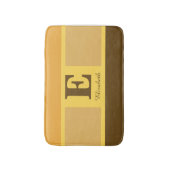 Striped Modernes, gelb-braunes Monogramm Badematte (Vorderseite Vertikal)