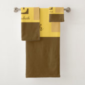 Striped Modernes, gelb-braunes Monogramm Badhandtuch Set (Insitu)