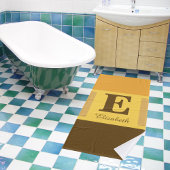 Striped Modernes, gelb-braunes Monogramm Badhandtuch Set