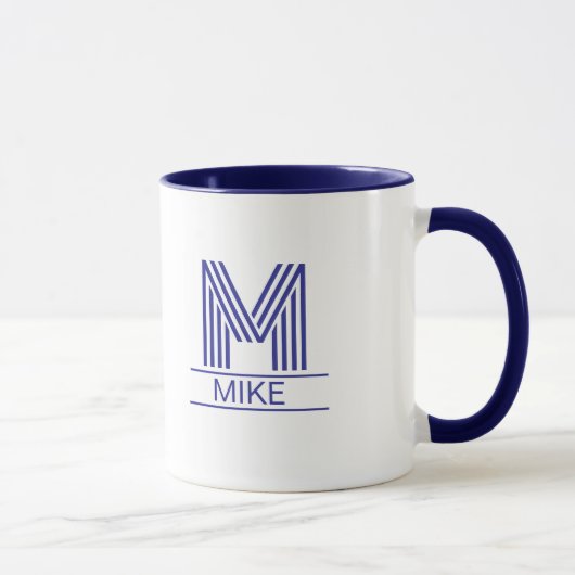 Striped Monogram Initial & Name Two-Tone Tasse (Rechts)