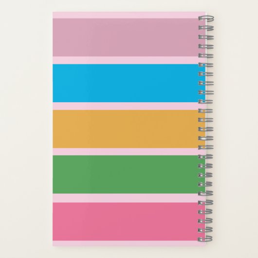 Striped Monogrammed Full Name Notes Notizblock (Rückseite)