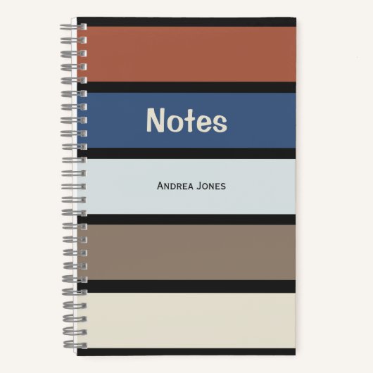 Striped Monogrammed Full Name Notes Notizblock (Vorderseite)