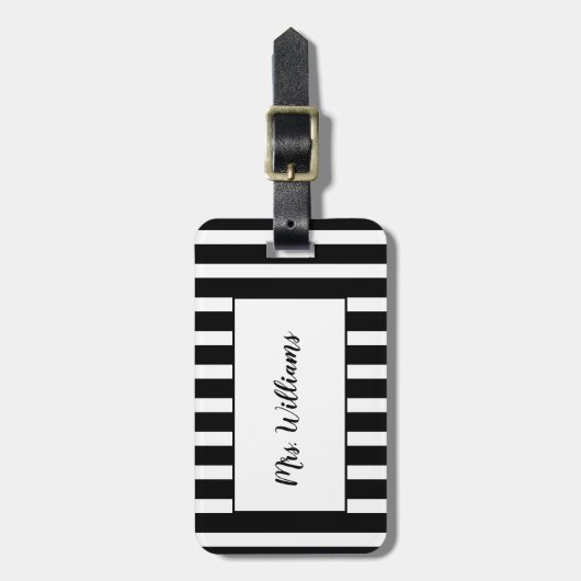 Striped Mrs. Luggage Tag Gepäckanhänger (Vorderseite vertikal)