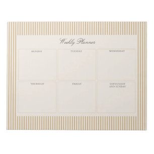 Striped Mustard Weekekly Planner Tränaway Notizblo Notizblock