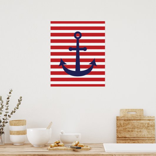 Striped Nautical Anchor Poster (Küche)