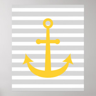 Striped Nautical Anchor Poster