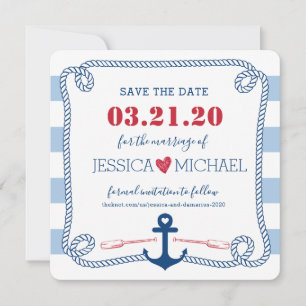 Striped Nautical Liebe Anker Hochzeit Speichern Si Save The Date