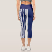 Striped Navy Blue and Grey  Capri Leggings (Rückseite)