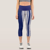 Striped Navy Blue and Grey  Capri Leggings (Vorderseite)