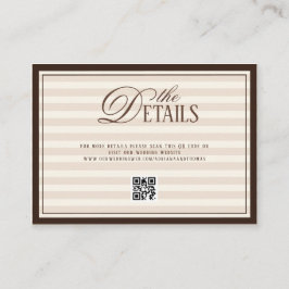Striped Old Money Wedding QR code Details Begleitkarte