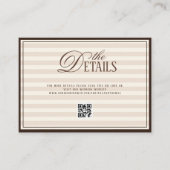 Striped Old Money Wedding QR code Details Begleitkarte (Vorderseite)