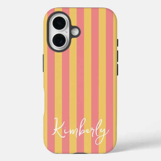 Striped Orange Yellow Personalized  Case-Mate iPhone Hülle (Rückseite)