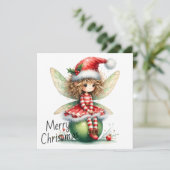 Striped Ornament Fairy – Holiday Card (Stehend Vorderseite)