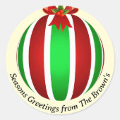 Striped Ornament Weihnachten Runder Aufkleber (Vorderseite)