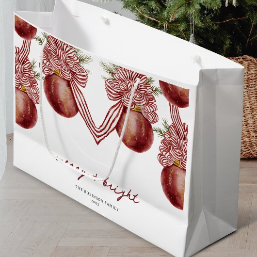 Striped Ornament Weihnachtsfeiertag Merry Bright Große Geschenktüte