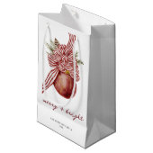 Striped Ornament Weihnachtsfeiertag Merry Bright Kleine Geschenktüte (Vorderseite Schrägansicht)