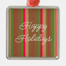 Striped Painting Happy Holidays Ornament Aus Metall