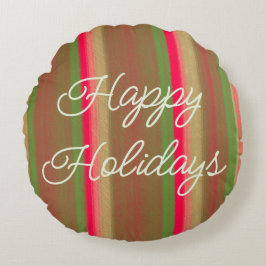 Striped Painting Happy Holidays Rundes Kissen