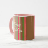 Striped Painting Happy Holidays Tasse (Vorderseite Links)