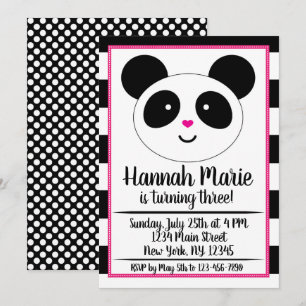 Striped Panda Party Geburtstagseinladung Einladung