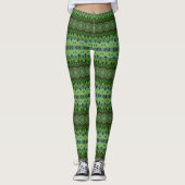 Striped Peacock Mandala Kaleidoscope Medallion Leggings (Vorderseite)