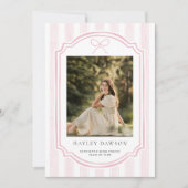 Striped Photo Graduation Party Invite Announcement Einladung (Vorderseite)