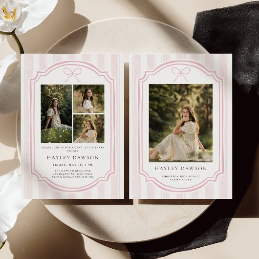 Striped Photo Graduation Party Invite Announcement Einladung