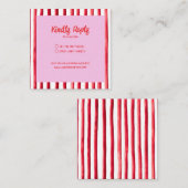 Striped Pink & Red Handwriting Wedding Begleitkarte (Vorne/Hinten)