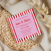 Striped Pink & Red Handwriting Wedding Einladung