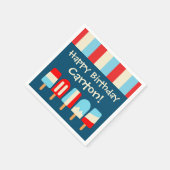 Striped Popsicle Personalisiertes Party Napkins Serviette (Ecke)
