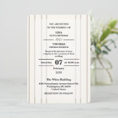 Striped Preppy Modern Wedding Invite Einladung (Stehend Vorderseite)