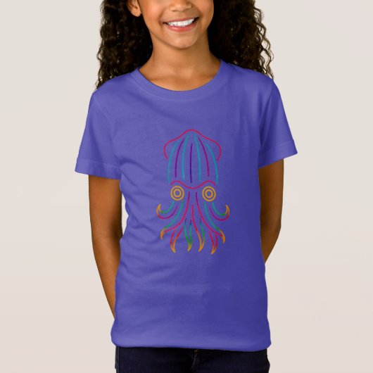 Striped Pyjama Squid – Neon Cephalopod Art T-Shirt (Vorderseite)