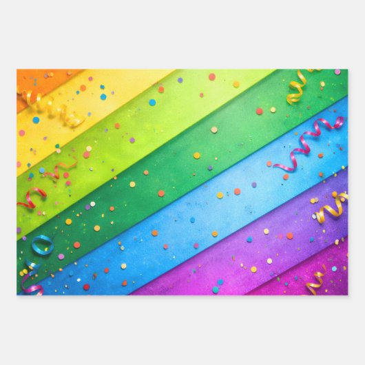 Striped Rainbow with confetti Geschenkpapier Set (Vorderseite 2)