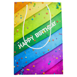 Striped Rainbow with confetti Mittlere Geschenktüte